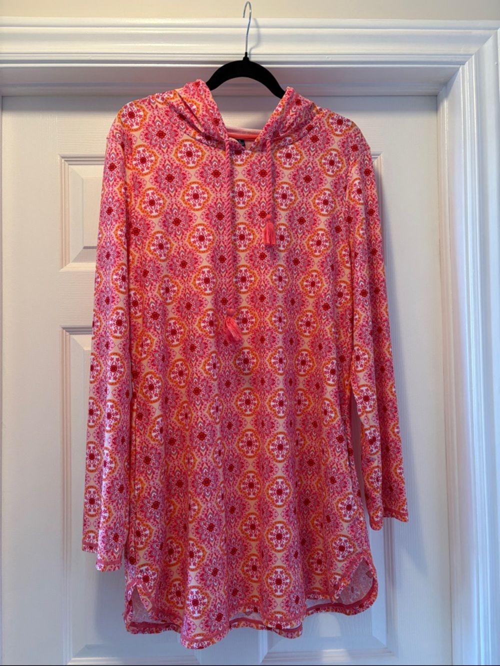 Women's Pink Printed Hooded Swim Coverup